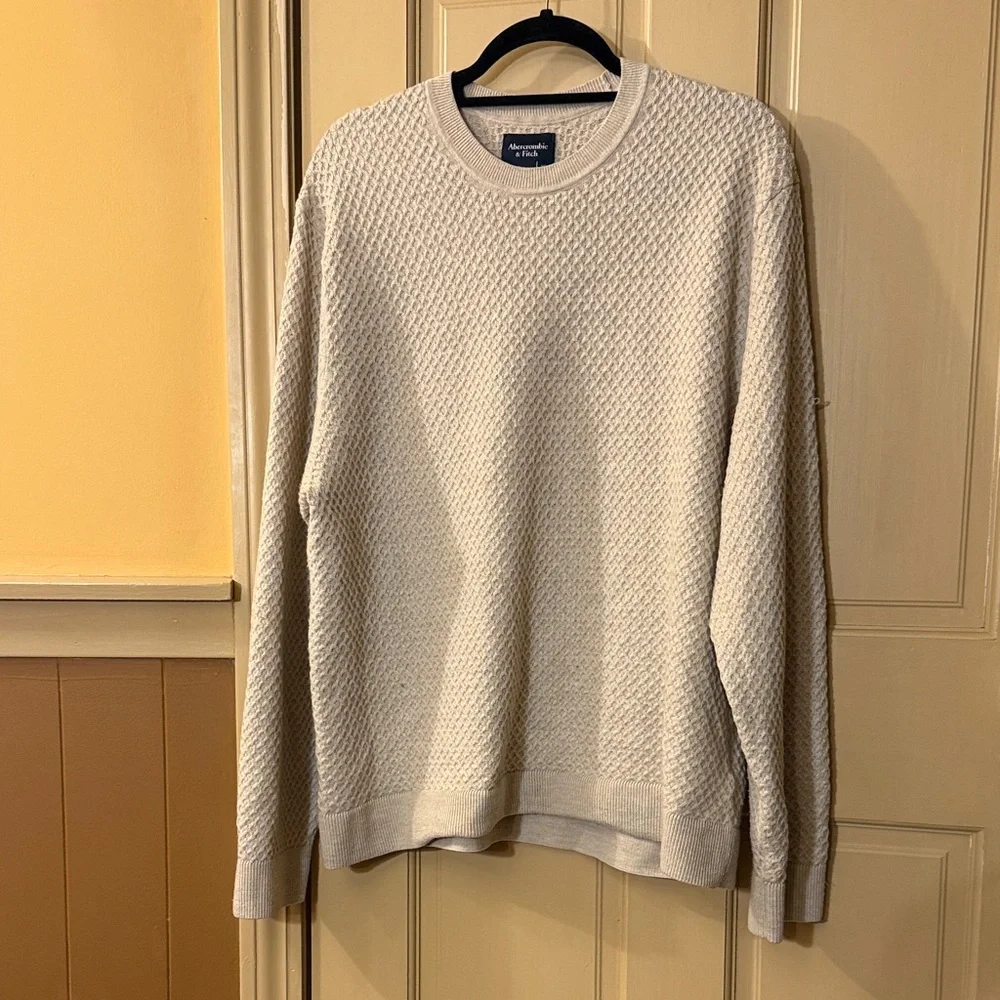 Abercrombie & Fitch 2XL Oatmeal Honeycomb Knit Grandpa Core Mens Sweater